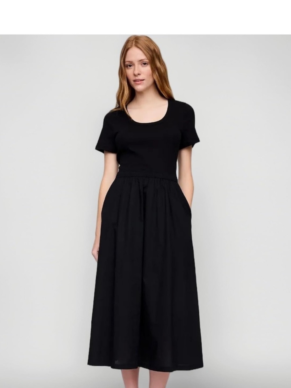 GAP Scoop Neck Midi Dress in Black Size M NWT
